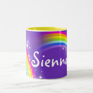 Personalised girls name rainbow purple mug
