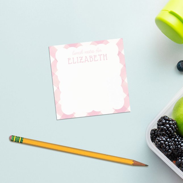 Personalised Girls Pink Gingham Lunch Box  Post-it Notes (Creator Uploaded)