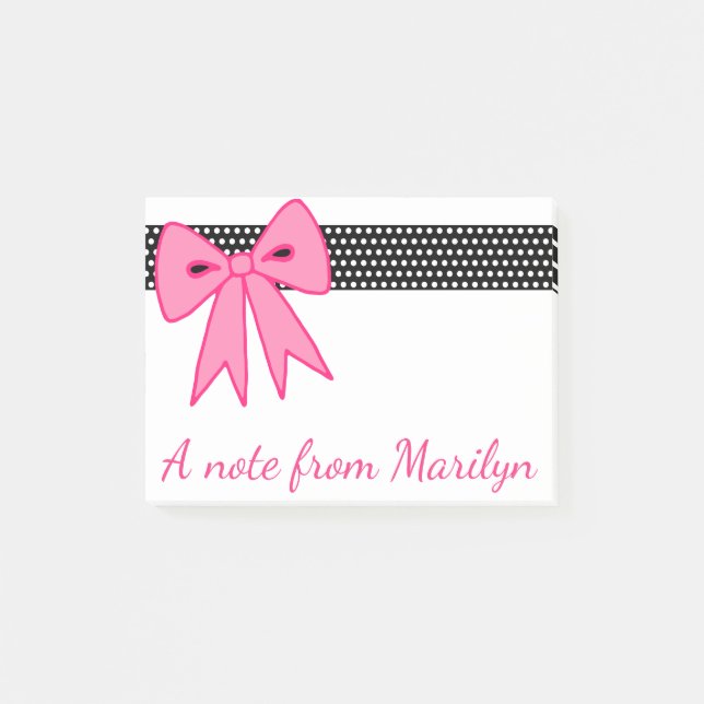 Personalised Girl's Retro Pink Bow Notes Gift (Front)