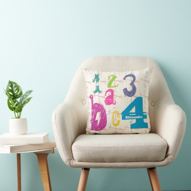 Personalised Girl's Room Crossed Arrow ABC 1234 Cushion (Chair)