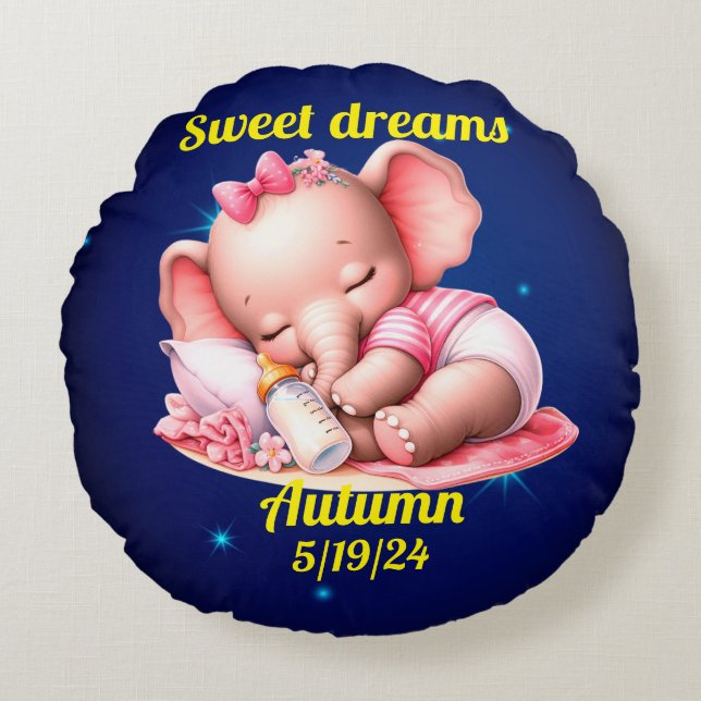 Personalised girl's  round cushion (Front)