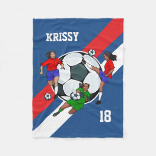 Personalised Girls Soccer Designer Fleece Blanket