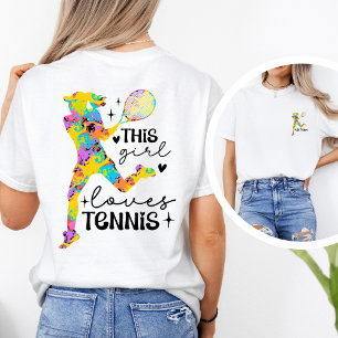  Personalised Girls Tennis Team Action Graphic Tee