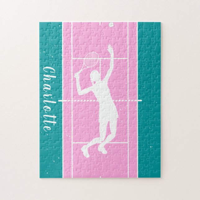 Personalised Girls Tennis Team Puzzle Gift Pink (Vertical)