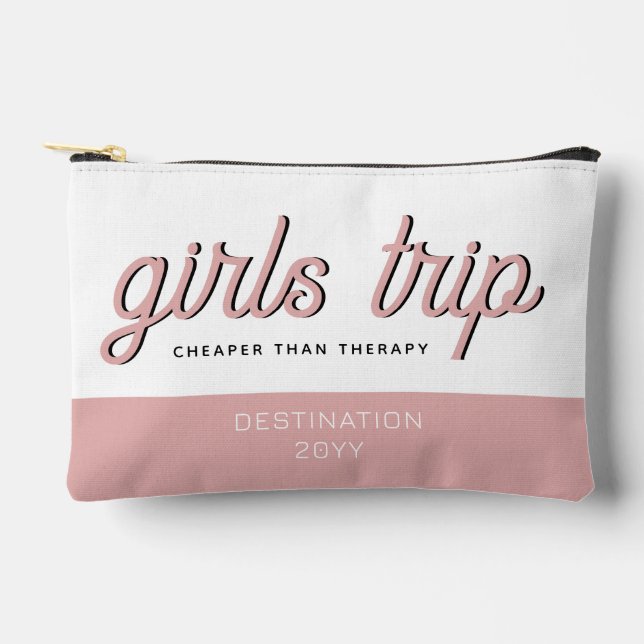 Personalised Girls Trip Cheaper Than Therapy Accessory Pouch (Front)