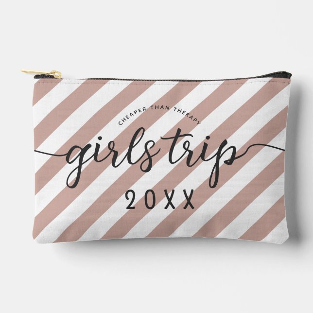 Personalised Girls Trip Cheaper Than Therapy Accessory Pouch (Front)