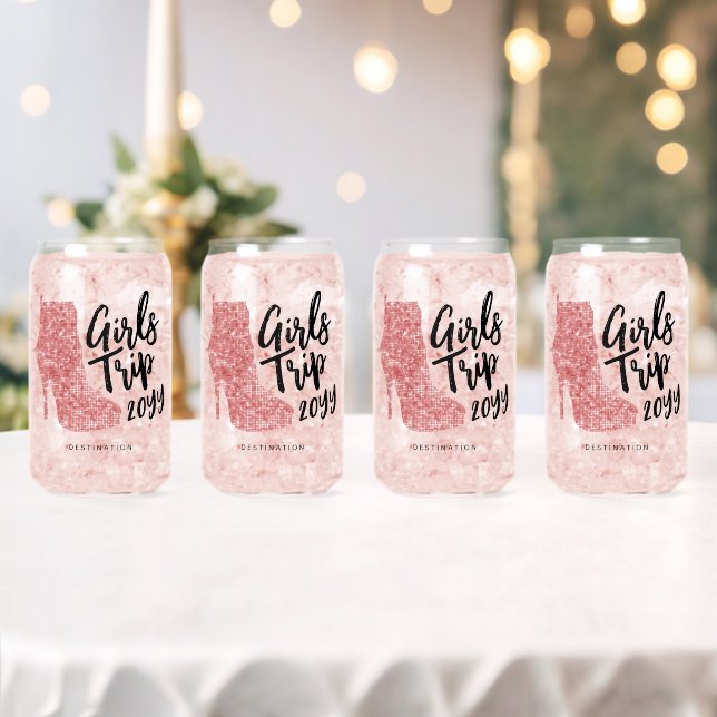 Personalised Girls Trip Disco Mirror Pink Boots Can Glass (Insitu (Wedding))