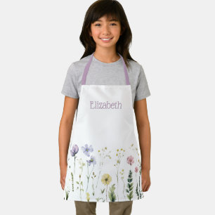 Personalised Girls Watercolor Wildflower School Apron