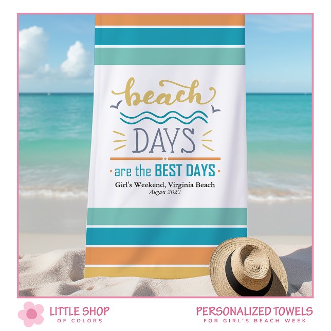 Personalised Girls Weekend Beach Days Towel (Creator Uploaded)