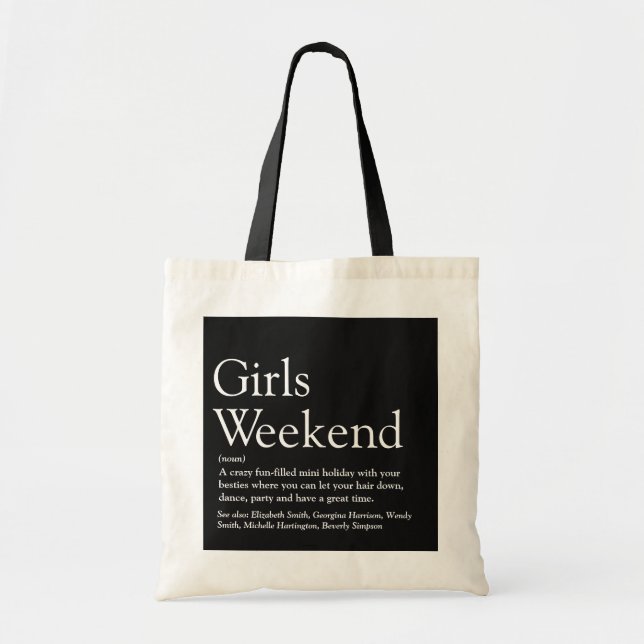 Personalised Girls Weekend Definition Tote Bag (Front)
