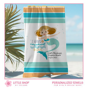 Personalised Girls Weekend Mermaid Beach Towel