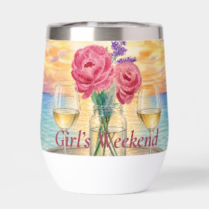 Personalised Girls Weekend Sunset Watercolor Wine