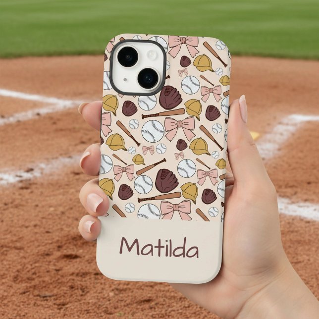 Personalised Girly Baseball Bow Pattern Phone Case (Creator Uploaded)