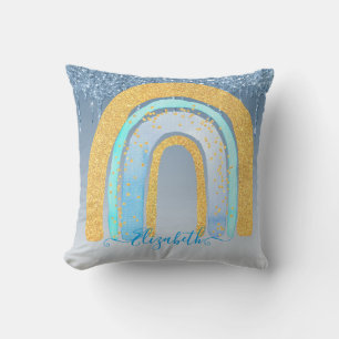 Personalised GIRLY Bedroom decor Glittery RAINBOWS Cushion