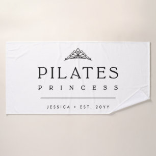 Personalised Girly Black Workout Pilates Princess Bath Towel