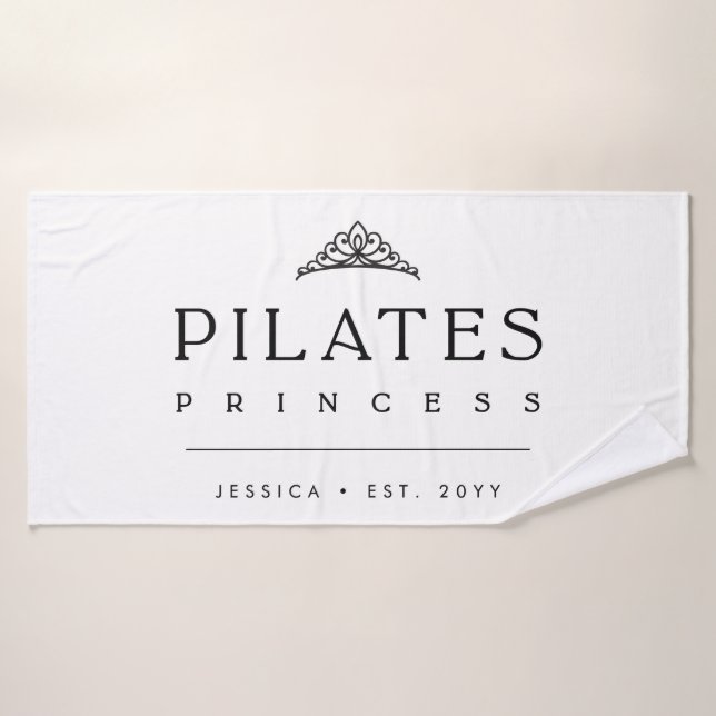 Personalised Girly Black Workout Pilates Princess Bath Towel (Bath Towel)