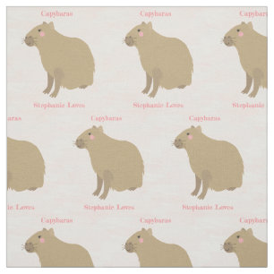 Personalised Girly Capybara Pattern on light pink Fabric