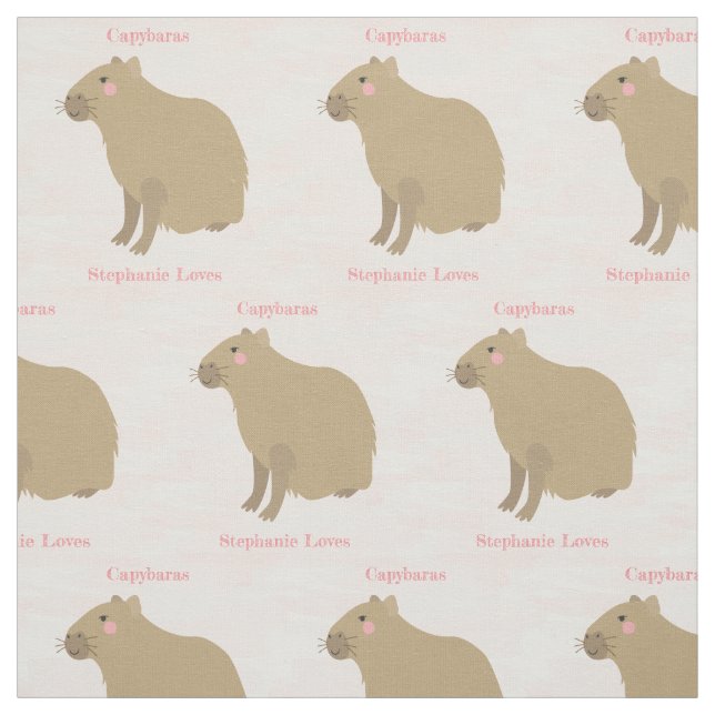 Personalised Girly Capybara Pattern on light pink Fabric (Swatch)