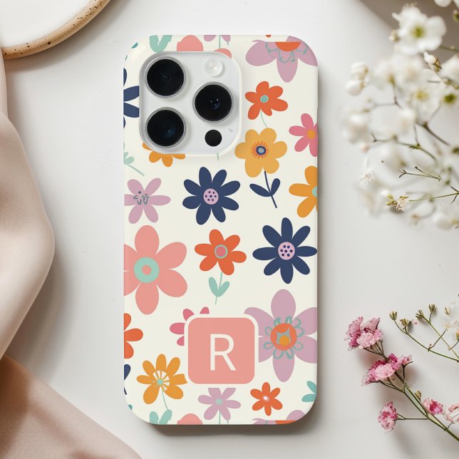 Personalised Girly Colourful Flowers Pattern  Case-Mate iPhone Case (Creator Uploaded)