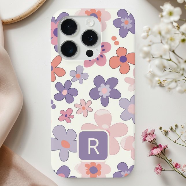 Personalised Girly Colourful Flowers Pattern  Case-Mate iPhone Case (Creator Uploaded)