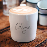 Personalised Girly Espresso Cup with Name & Heart