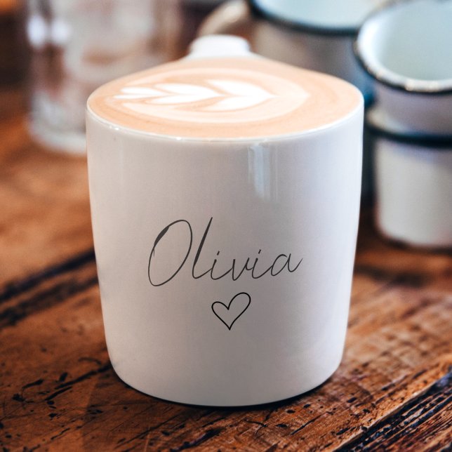 Personalised Girly Espresso Cup with Name & Heart  (Creator Uploaded)