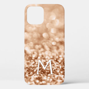 Personalised Girly Gold Glitter Sparkles Monogram iPhone 12 Case
