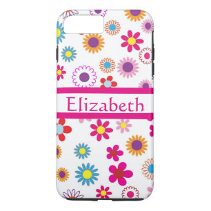 Personalised Girly Modern Daisies With Name iPhone 8 Plus/7 Plus Case