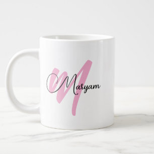 Personalised Girly Name & Initial   Modern Jumbo Large Coffee Mug