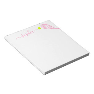 Personalised Girly Name Modern Pink Tennis Notepad