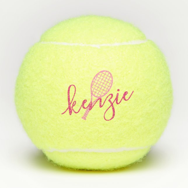 Personalised Girly Name Pink Tennis Balls (Front)