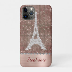 Personalised Girly Paris Diamond Rose Gold Case-Mate iPhone Case