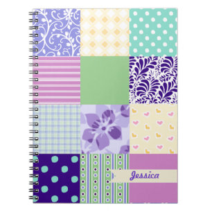 Personalised Girly Pattern Squares Vector Quilt Notebook