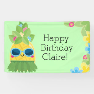 Personalised Girly Pineapple Tropical Birthday Ba Banner
