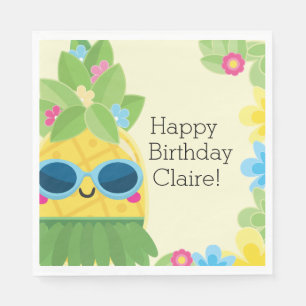 Personalised Girly Pineapple Tropical Birthday  Napkin
