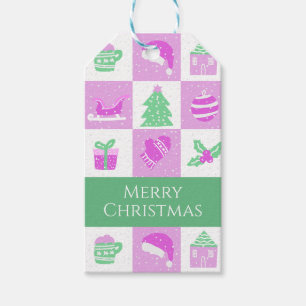 Personalised Girly Pink Christmas Snow Layout Gift Tags