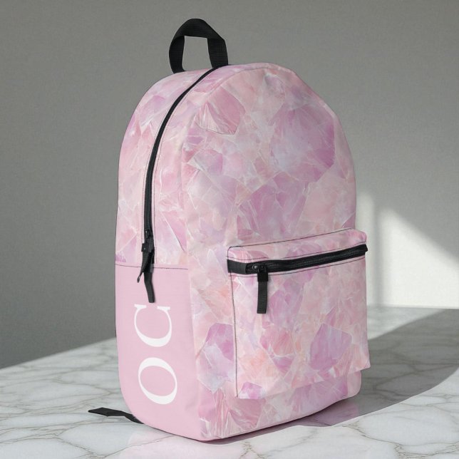Personalised Girly Pink Gemstone Girls Pretty Printed Backpack (Personalized Girly Pink Gemstone Girls Pretty Printed Backpack)