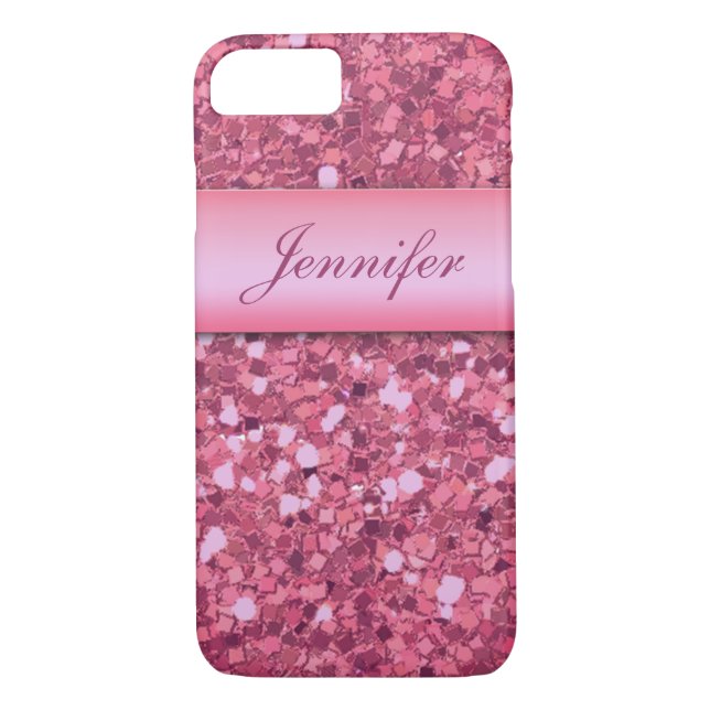 Personalised Girly Pink Glitter Sparkles Name Case-Mate iPhone Case (Back)