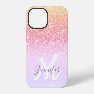 Personalised Girly Rainbow Glitter Sparkles Name iPhone 12 Pro Case