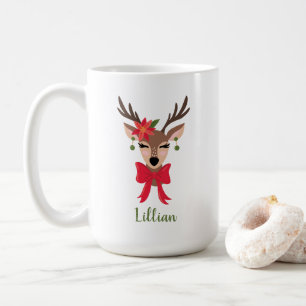 Personalised Girly Reindeer Coffee Mug