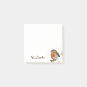 Personalised Girly Robin Bird Post-it Notes