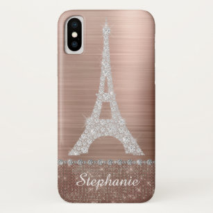 Personalised Girly Rose Gold Diamond Sparkle Paris Case-Mate iPhone Case