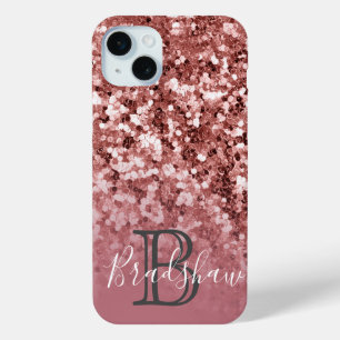 Personalised Girly Rose Gold Glitter iPhone 15 Mini Case