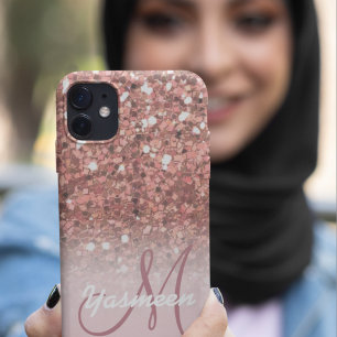 Personalised Girly Rose Gold Glitter Sparkles Name iPhone X Case