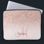 Personalised Girly Rose Gold Glitter Sparkles Name Laptop Sleeve<br><div class="desc">Personalised Girly Rose Gold Glitter Sparkles Name ombre computer sleeve. A modern, elegant custom and personalised pink case with name and modern monogram on a stylish faux rose gold ombre glitter and pastel blush pink colour block. This pretty, classy printed image is feminine, glam, stylish and luxurious. This girly, sparkle,...</div>