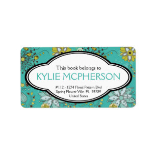 Personalised Girly Spring Floral Pattern Bookplate Label