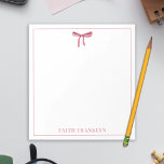 Personalised girly watercolor pink bow  notepad<br><div class="desc">Personalised girly watercolor pink bow Notepad .   

This Personalised girly watercolor pink bow Notepad  can be customised with a name for a perfect gift.</div>