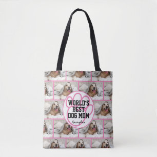 Personalised Girly Worlds Best Dog Mum Photo Tote Bag