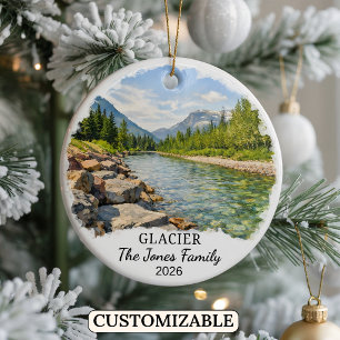 Personalised Glacier National Park, Custom Montana Ceramic Ornament