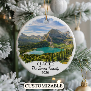 Personalised Glacier National Park, Custom Montana Ceramic Ornament